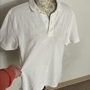 #86 Men’s L ZARA polo t white